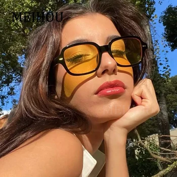 Poletje Moda Kvadratnih sončna Očala Ženske 2023 Novo Vintage Rumeni Odtenki Oblikovalec blagovne Znamke sončna Očala Ženski UV400 Očala