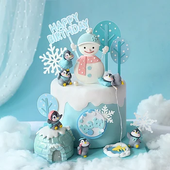 Pozimi Penguin ice hiša snežaka Rojstni dan Torta Pokrivalo za Xmas Party za Peko Dekoracijo Sladica Dobave Ljubezen Darila