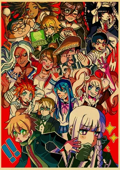 Priljubljen Anime Gmae Plakat Danganronpa Retro Plakati Kraft Papir za Nalepke DIY Soba, Bar Cafe Dekor Darilo Tisk Art Stenske Poslikave