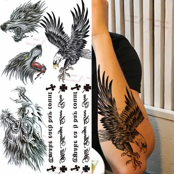 Realno Orel Začasne Tetovaže Za Moške Odrasle Volk Zmaj Abeceda Ponaredek Tattoo Nalepke Body Art Okras Pol Rokav Tatoos
