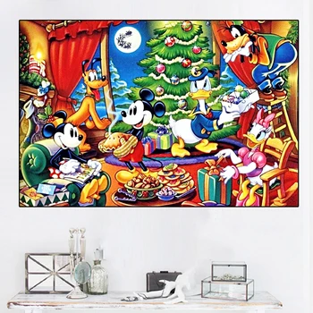 Risanke Disney Mickey, Donald Duck Božič Platno Slikarstvo Božiček Božična Drevesa Plakat Wall Art Otroški Sobi Doma Dekoracijo