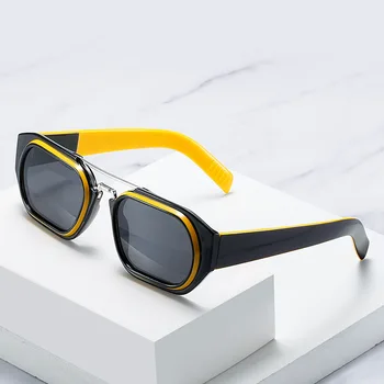 SHAUNA Retro Dvojno Mostov Kvadratnih Ženske sončna Očala Modne blagovne Znamke Oblikovalec Gradient Ogledalo Očala Odtenki UV400 Moških sončna Očala