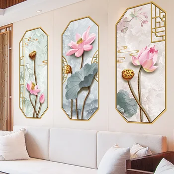 [SHIJUEHEZI] Kitajski Slog Lotus Flower Stenske Nalepke DIY Rastline Zidana Nalepke za dnevno Sobo, Kuhinjo, Okrasni Dodatki