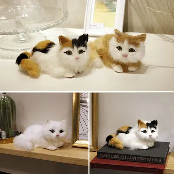 Simulacija Mini Mačka Krzno Model Plišastih Mačke Otrok Rojstni Dan Darila Imitacije Živali Lutka Doma Dekor