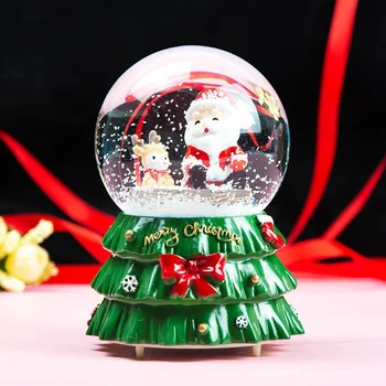 Sneg Božič Kristalno Kroglo Lights Music Box Snežinka Elk Sani Božiček Kabini Počitnice Darila Dom Dekoracijo Vrtiljak