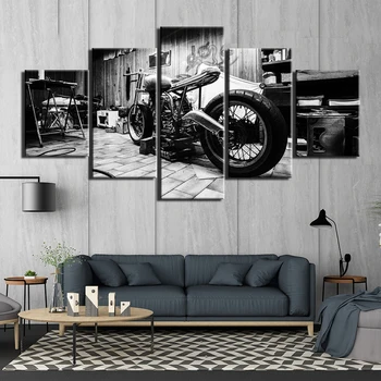 Sodobna Platno Umetnosti Stenske Slike Za Dnevni Sobi, 5 Kosov Modularni Motocikel Slike Doma Dekoracijo