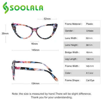 SOOLALA Obravnavi Očala Ženske Cat Eye Glasses Full Frame Očala +0.5 0.75 1.0 1.25 1.5 1.75 2.0 2.5 2.75 3.0 3.5 4.0 4.5 5.0