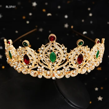 Sparkly Princesa Krono V Zlato Barvo arabski Royal Tiara za Ženske Maroko Trendy Poroko Headpieces Poročni Dodatki za Lase