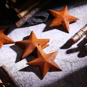 Star Zvezde Rusted Skedenj Miniaturni Zarjaveli Drevo Božič Oprema Diy Mini Letnik Starinsko Okraski Kovinsko Obliko Visi