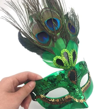 Stranka Masko Žogo Veliki Dogodek Pav Pero Dekoracijo Očarljiva, Privlačna Zgornji Polovici Obraza Maturantski Dobave Benetke Brazilski Karneval
