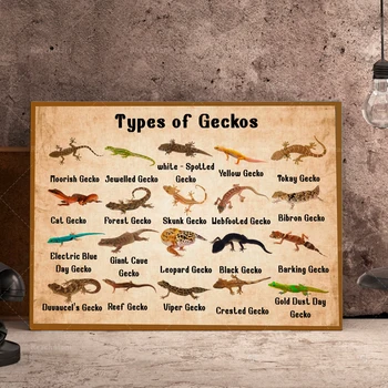 Svet gecko plakat, ceratopsian plakat, vrsta gecko retro plakat, gecko znanja, poster, plakat, ljubitelj živali