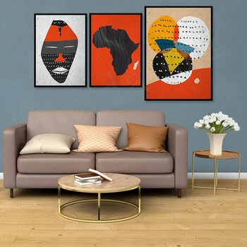 Svetlo Afro Sodobni Abstrakcije, Afriških Plemenskih Maske Nastavite, Etno Motiv Nastavite, Ljubezen Moja, Afriška Etno Plakati, Plemenski Wall Art