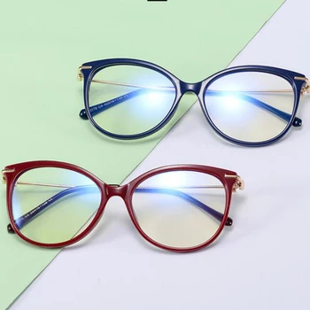 Trendi Izdelkov 2021 TR90 Oči Očala Okvirji Za Ženske Mačka Oči Modi Ovalne Računalniške Očala, Rjava, Modra, Črna Okvir