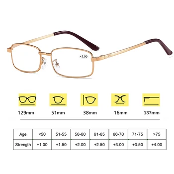 Ultralahkih Obravnavi Očala Moški Ženske Kovinski Full Frame Presbyopic Očala Povečevalna Očala Unisex Modna Dioptrije