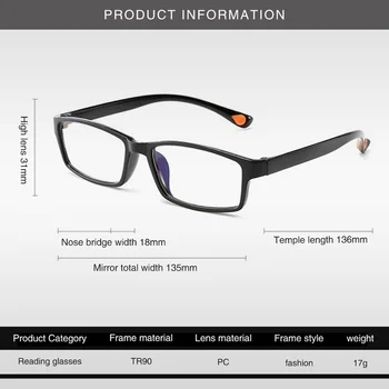 Ultralahkih Obravnavi Očala TR90 Anti Blue-Ray Anti Modra Svetloba Presbyopic Očala za Daljnovidnost Očala Bralci +1.0 1.5 2.0 2.5 3.5