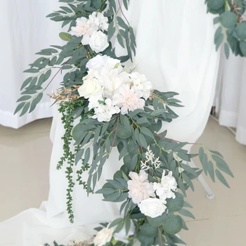 Umetno Cvetje Garland Ponaredek Rose Eucalyptus Trte Zelenja Visi Božična Poroka Doma Stranka Vrtna Miza Arch Art Dekor