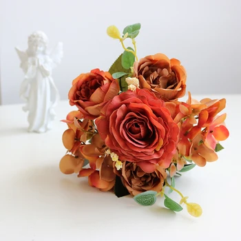 Umetno Cvetje Letnik Svile Rose Šopek Hydrangea Peony Umetne Svile Umetna Roža Doma, Poroka Dekoracija V Zaprtih Prostorih