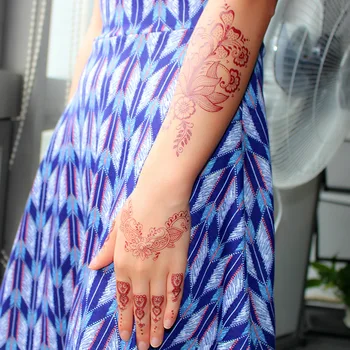 UPONMOON Hena Nalepke Čipke Začasni Tattoo Nalepke Nepremočljiva Dolgotrajno Rdeče Geometrijske Ženske Tattoo Paster Brezplačna Dostava
