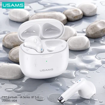 USAMS NOVO Izvirno TWS Brezžične Slušalke Bluetooth 5.0 Dual Stereo Zmanjšanje Hrupa Slušalke Nepremočljiva Šport Slušalke Z Mikrofonom