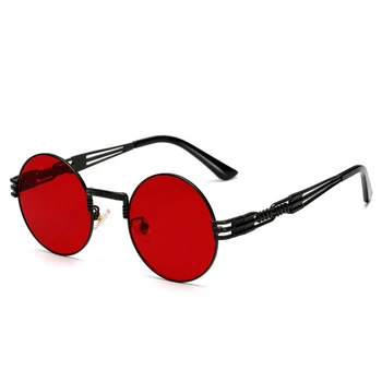 Vintage Gothic Steampunk sončna Očala Moški Ženske Kovinski Okvir Zaviti Očala Krog Luksuzne blagovne Znamke Oblikovalec sončna očala Ogledalo UV400
