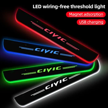 Za Honda Civic 10. 2017 2018 2021 avto dobrodošli izmenljive LED za ambient svetloba pedal vrata polico varstvo trakovi