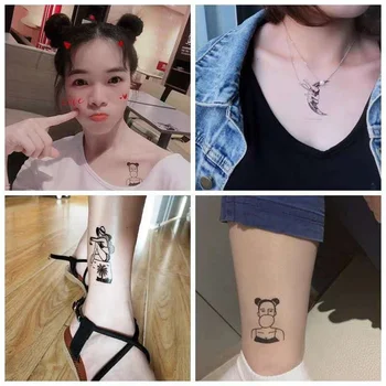 Črna Enostavne Linije Ukiyo-e Nepremočljiva Začasni Tattoo Nalepke Roko, Nogo Telo Gleženj Dekle Sexy Fashion DIY Tattoo Nalepke na Debelo