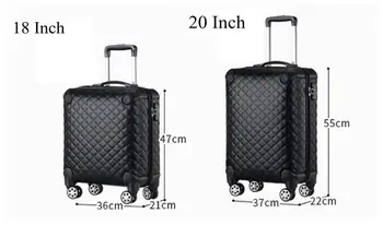 Ženske 20 palčni PU kovček vozni prtljage vrečko platišča 18 inchTravel Kovček za prtljago voziček vrečko Suitcas Kabini kovček Spinner