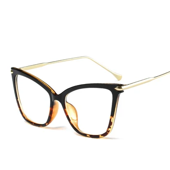 Ženske Modni Oblikovalec Prevelik Cat Eye Glasses Kovinske Zlitine Roke Velik Okvir Očala za Žensko, ki je Končal Kratkovidnost Očala -1.50