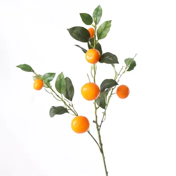 Živo oranžna veje z listi, umetno sadje flores artificiales fotografija Božič indie soba dekor stranka korist